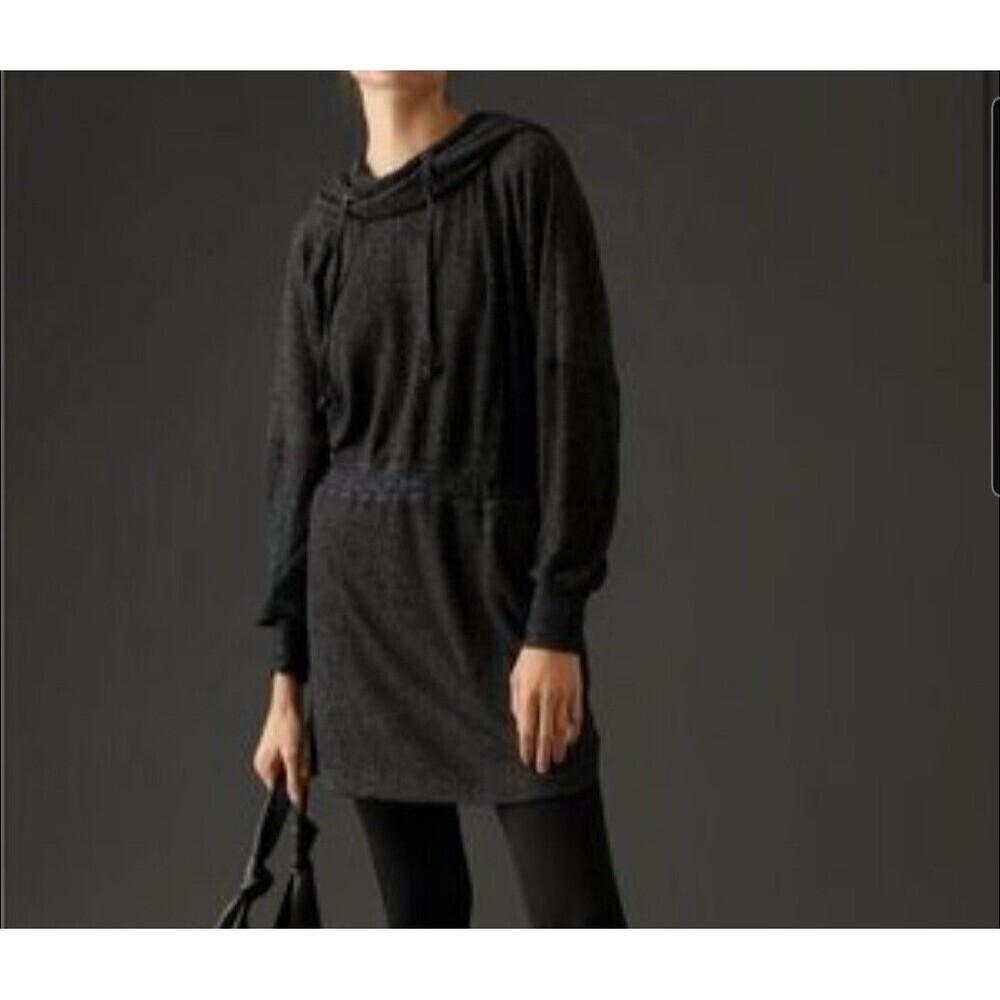 Daily Practice Hooded Sweater Dress XL Black Anthropologie Long Sleeve Cowl Neck